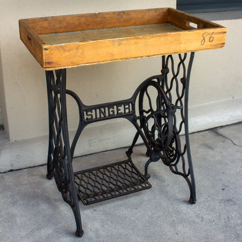 Antique Iron Singer Bar & Removable Tray Inlaid with Vintage Romantic Sheet Music