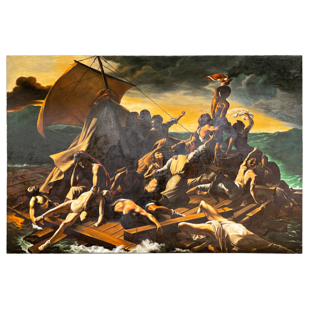Large Signed Vintage Study of "The Raft of The Medusa" Painting from Portugal