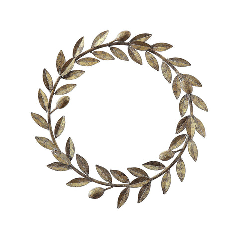 Metal Laurel Wreath in Antiqued Gold Finish