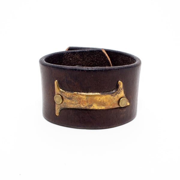 Handcrafted Leather & Metal Number 1 Cuff