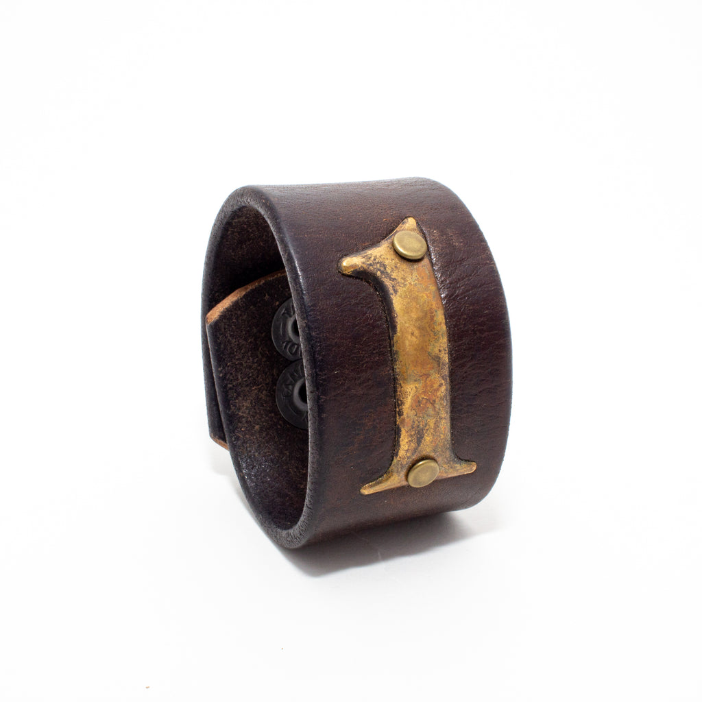 Handcrafted Leather & Metal Number 1 Cuff