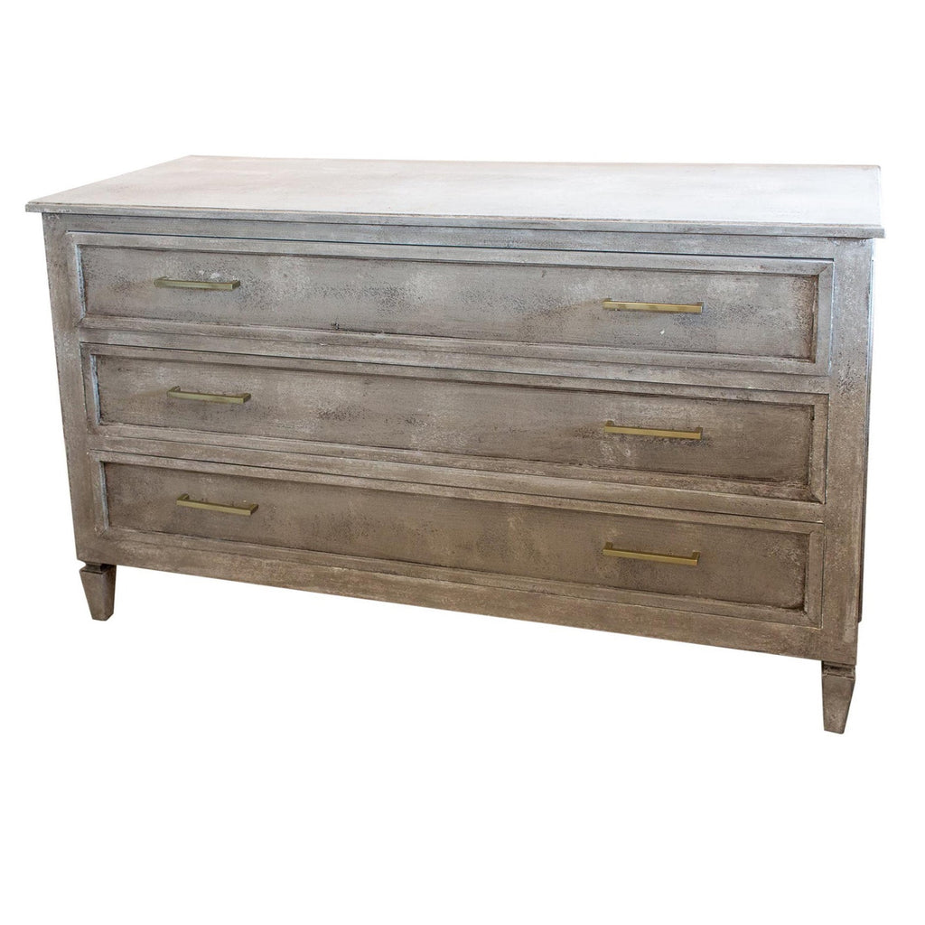 Midcentury Three-Drawer Chest in Greige Finish and Modern Hardware