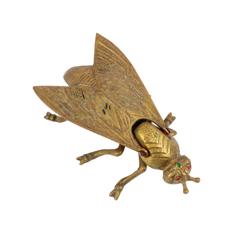 Vintage French Brass Jeweled Insect Box