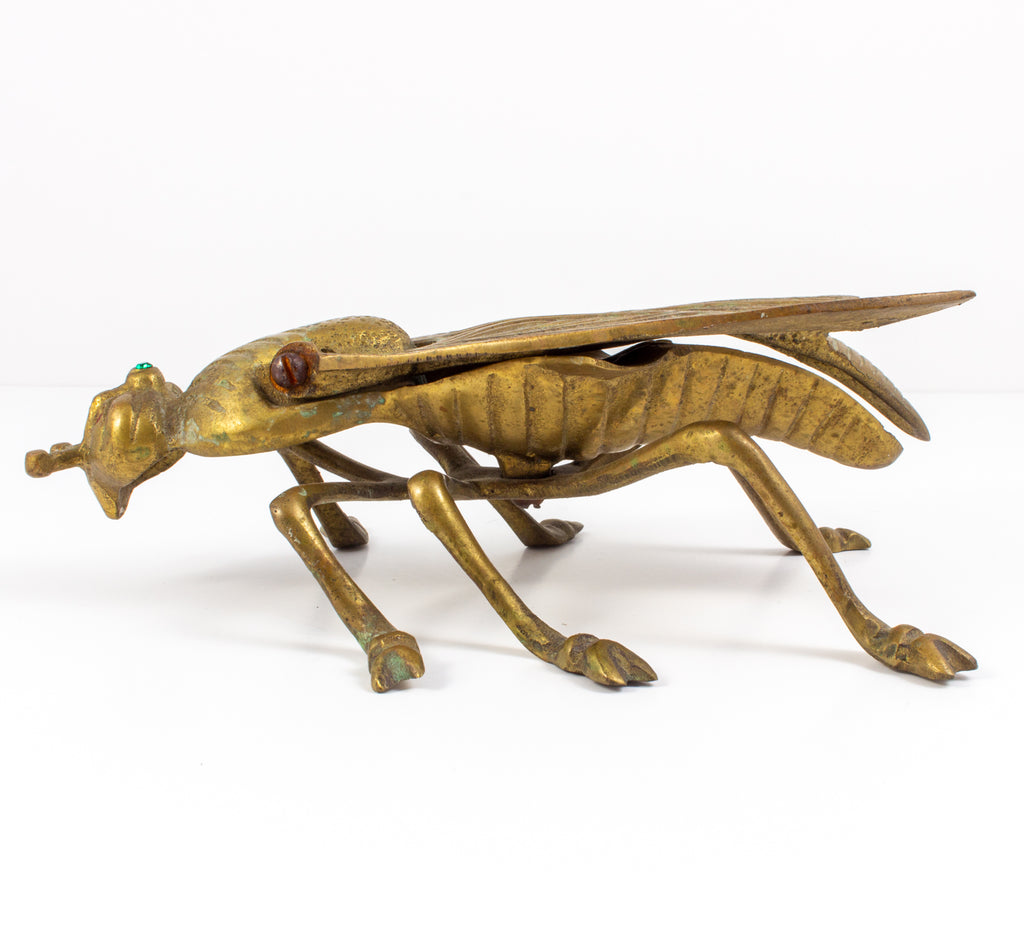 Vintage French Brass Jeweled Insect Box