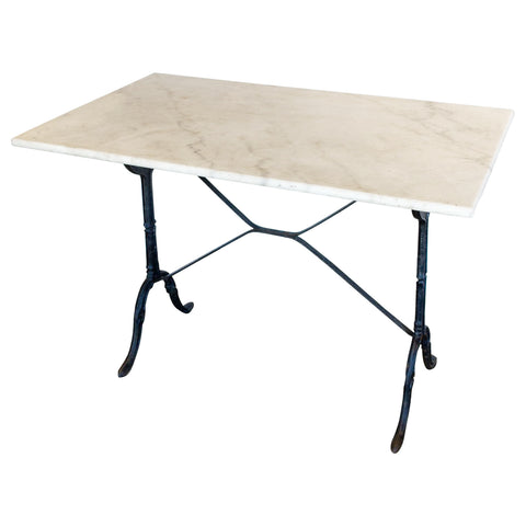 Antique French Marble and Iron Rectangular Bistro Table