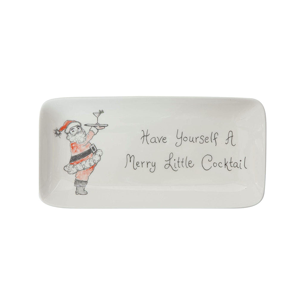 Stoneware "Have Yourself A Merry Little Cocktail" Tray