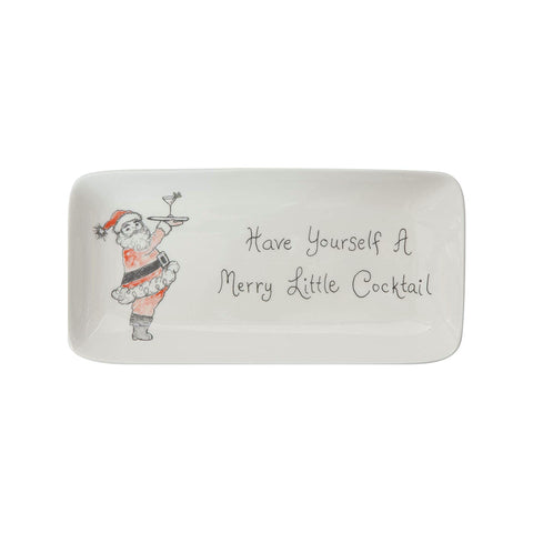 Stoneware "Have Yourself A Merry Little Cocktail" Tray