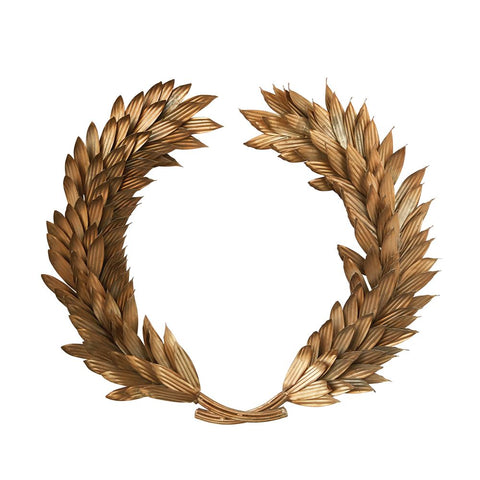 Metal Laurel Wreath Wall Decoration in Antiqued Gold Finish