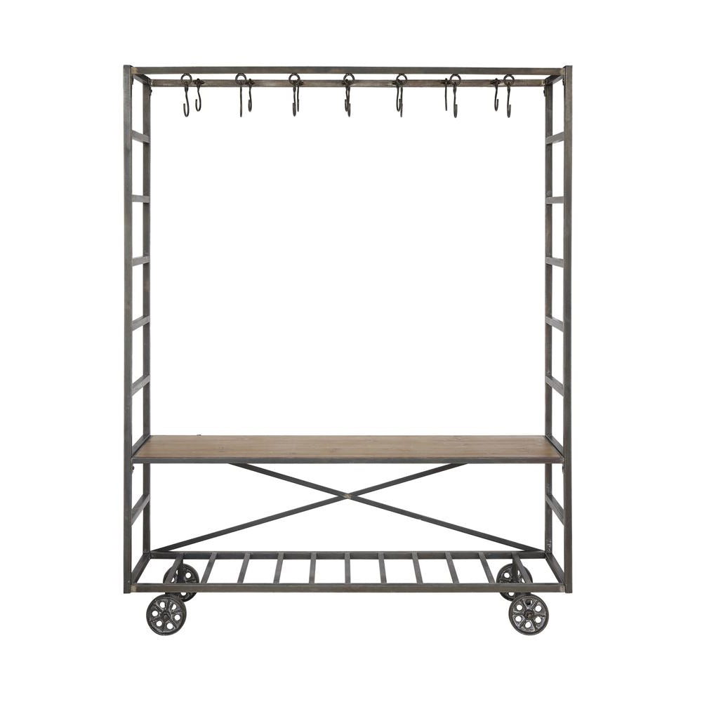 Metal & Wood Industrial Bench with Hooks
