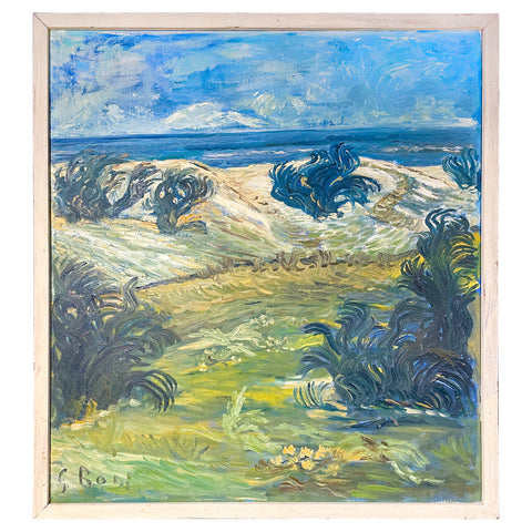 Signed Mid-Century French Impressionist Painting in Wood Frame | 41" x 45"