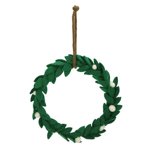 Mistletoe Felt Wreath Handmade in Nepal