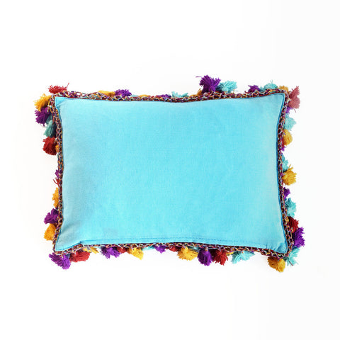 Multi-Yellow Handmade Linen Lumbar Pillow from Guatemala