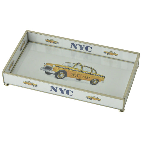 NYC Yellow Taxi Nickel & Glass Tray