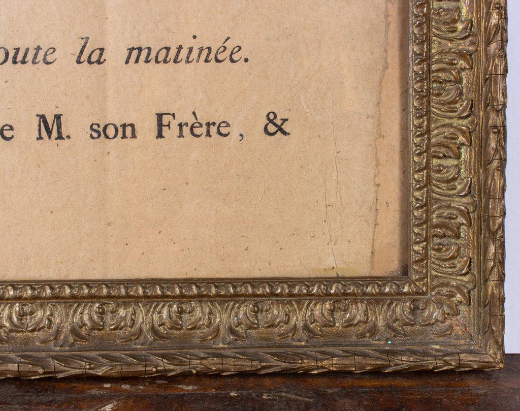 Antique French Framed Napoleonic Funeral Announcement