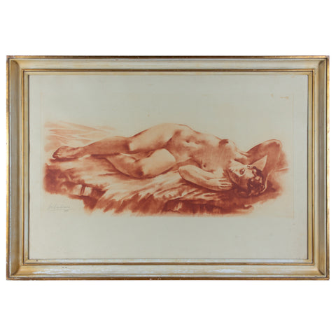 Pair of Vintage French Nude Lithographs Signed and Numbered