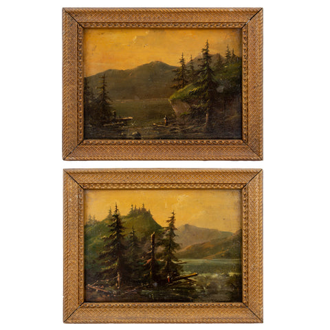 Pair of Small Antique Framed Landscapes found in France