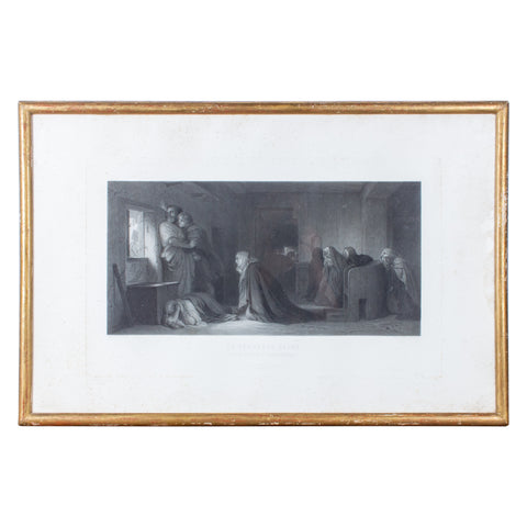Antique Framed French Religious Etching "Good Friday"