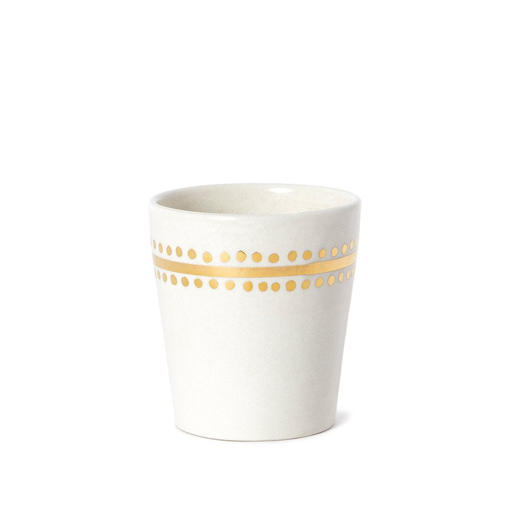 Handmade White Glazed Moroccan Cups with 12K Gold Accents