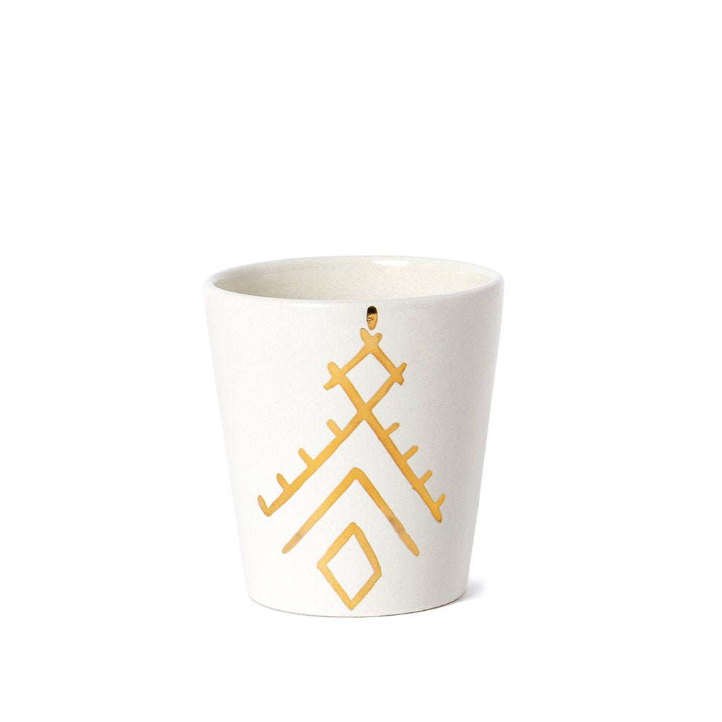 Handmade White Glazed Moroccan Cups with 12K Gold Accents