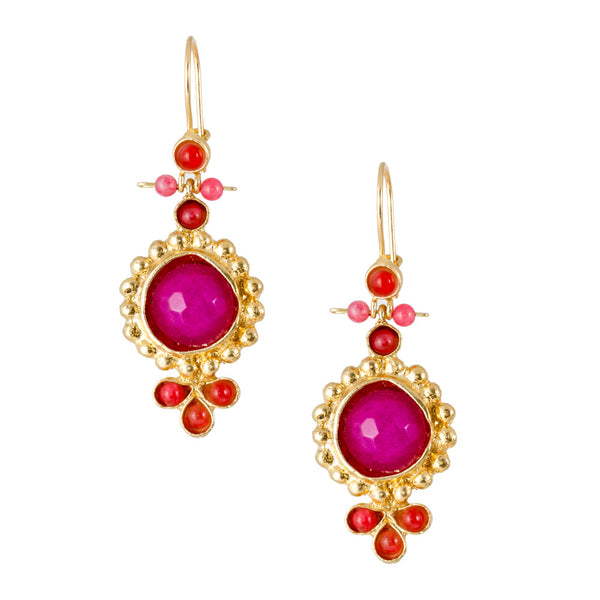 Turkish Delights Earrings: Hot Pink Faceted Drops