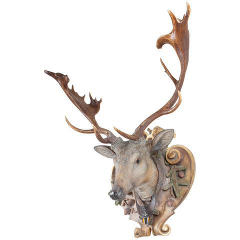 Hand-Carved Fallow Deer with Antique Habsburg Antlers from Eckartsau Castle