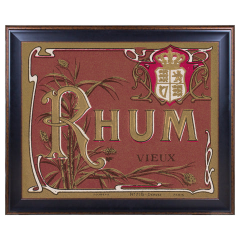 Lithograph of Antique Rum Label from the French West Indies in New Framing