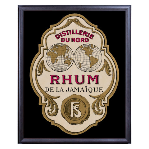 Lithograph of Antique Rum Label from the French West Indies in New Framing