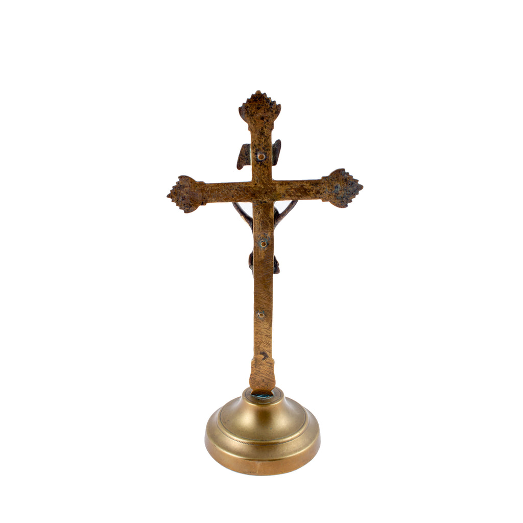 Small Vintage French Brass Standing Crucifix