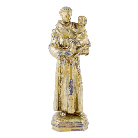 Small Vintage Metal Plaster Saint Anthony Figurine