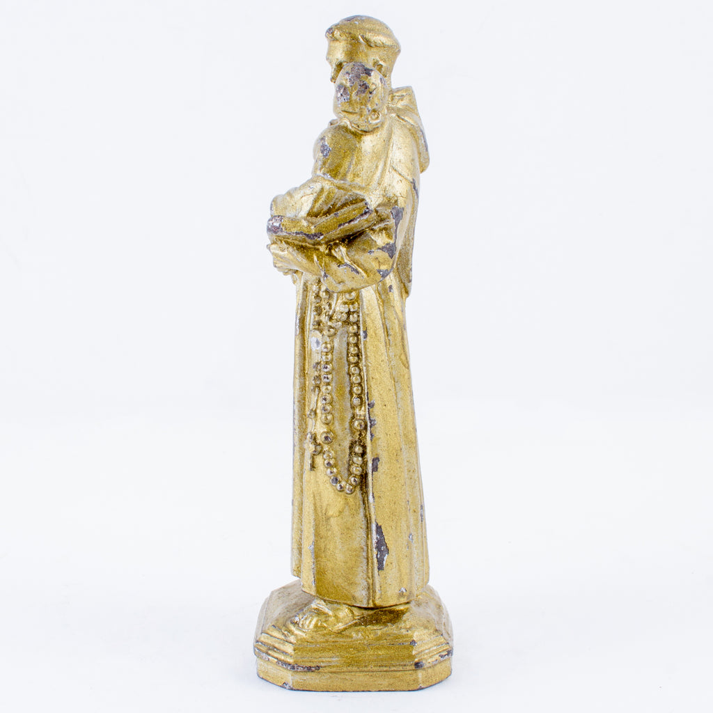Small Vintage Metal Plaster Saint Anthony Figurine