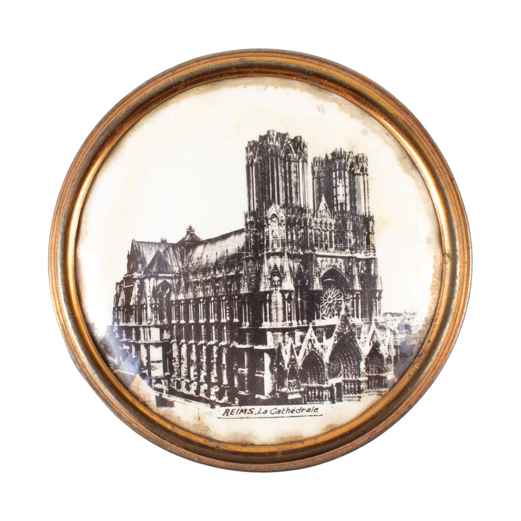 Vintage French Reims Cathedral Souvenir Powder Compact