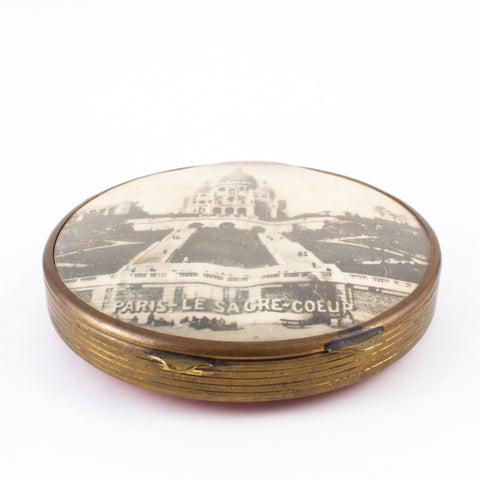 Vintage French Sacré-Cœur Basilica Souvenir Powder Compact