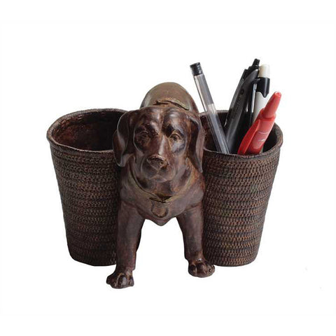 Resin Dog with Two Cup Organizer