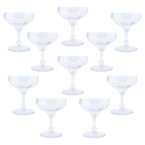 Set of 10 Antique French Champagne Coupes