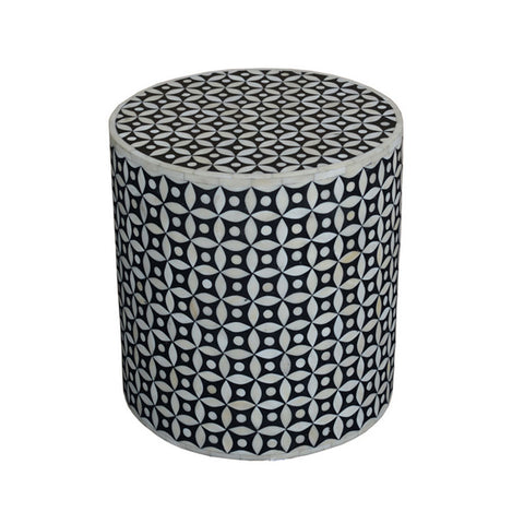 Inlaid Bone Eye Design Table/Stool