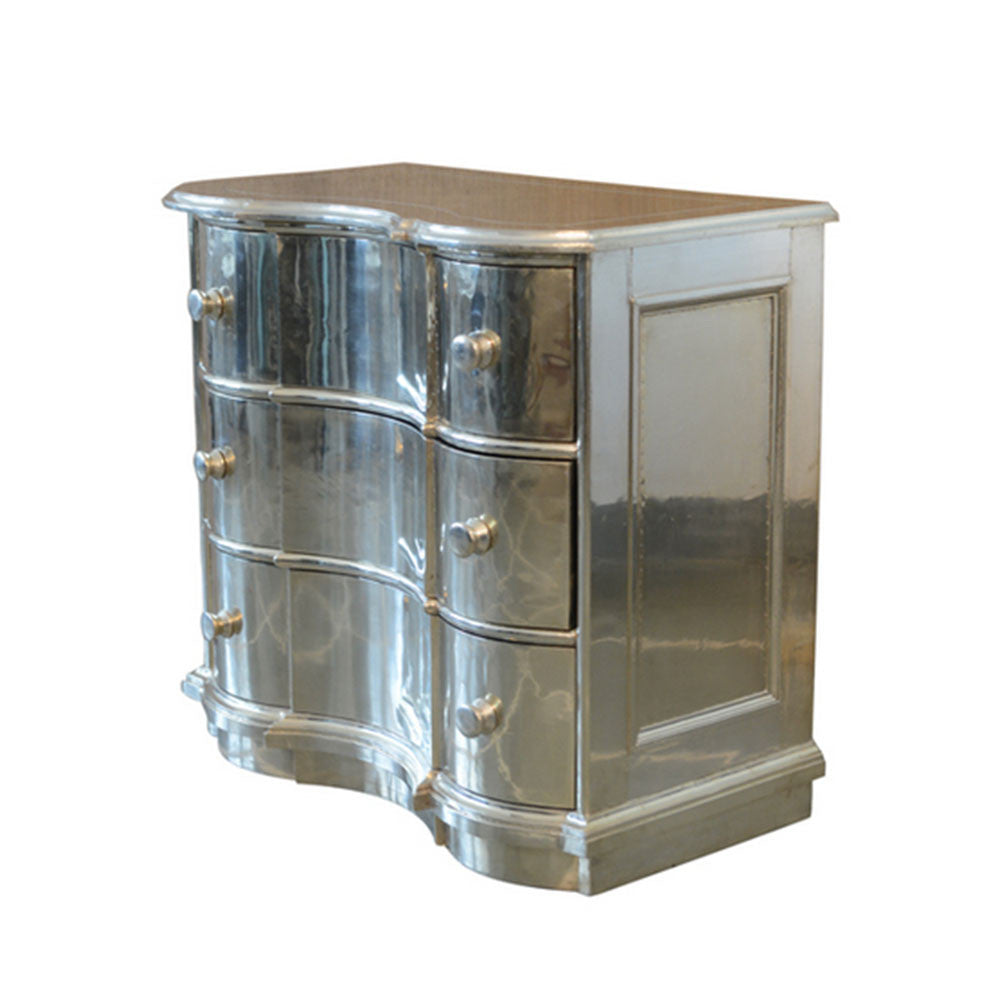 Curved White Metal Chest of Drawers