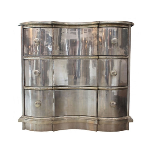 Curved White Metal Chest of Drawers