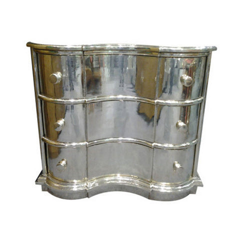 Curved White Metal Chest of Drawers