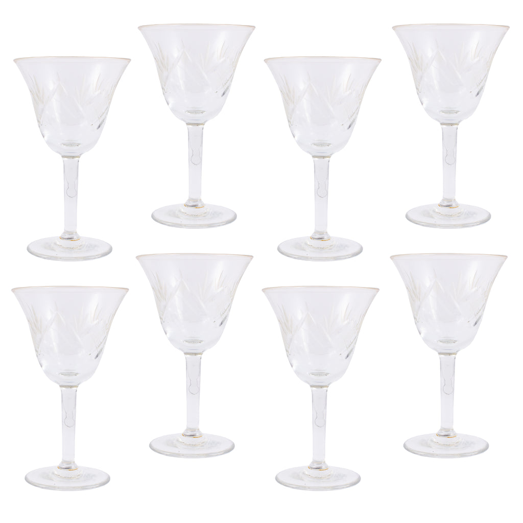 Vintage French Engraved Crystal Dessert Wine Glasses, Set of 8 – Laurier  Blanc