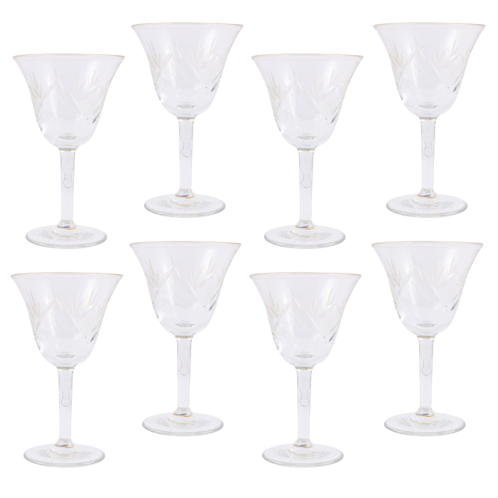 Set of 8 Vintage Cut Crystal Cordial Glasses found in France