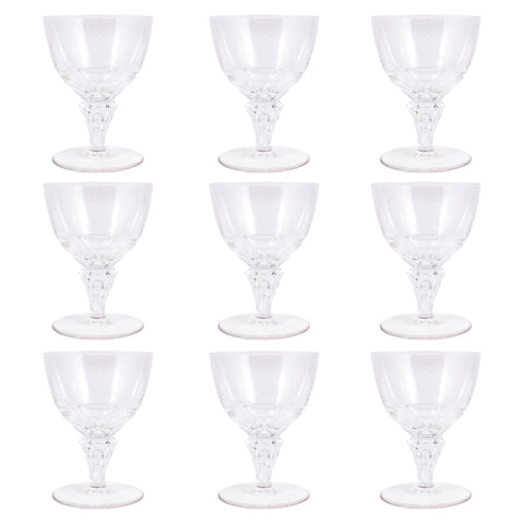 Antique French Petite Cut Crystal Faceted Glasses | Set of 9