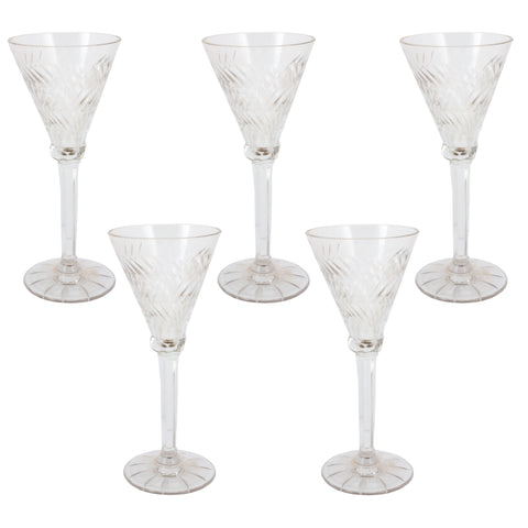 Set of 5 Antique Crystal Cordial Glasses
