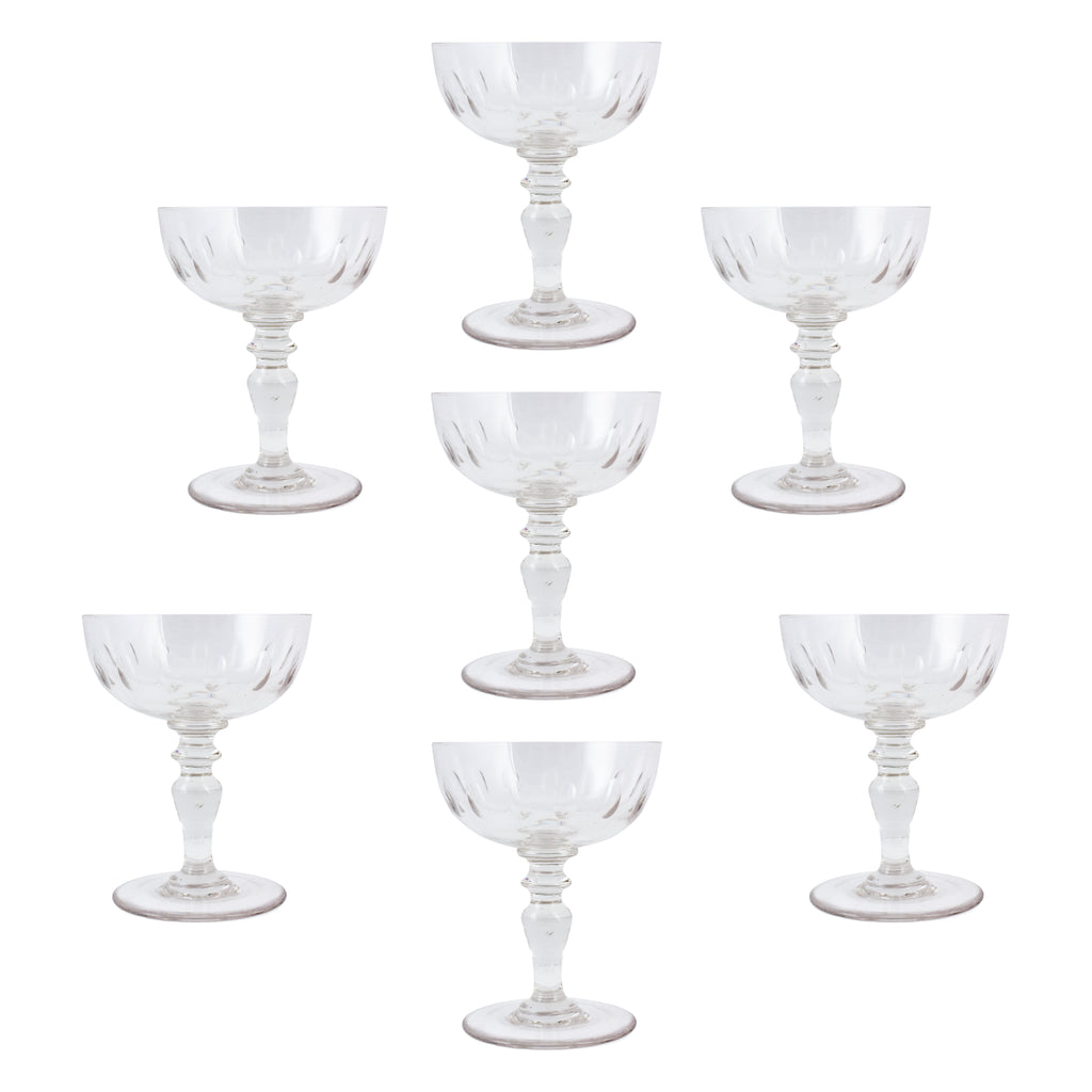 Set of 7 Antique French Crystal Champagne Coupes – Laurier Blanc