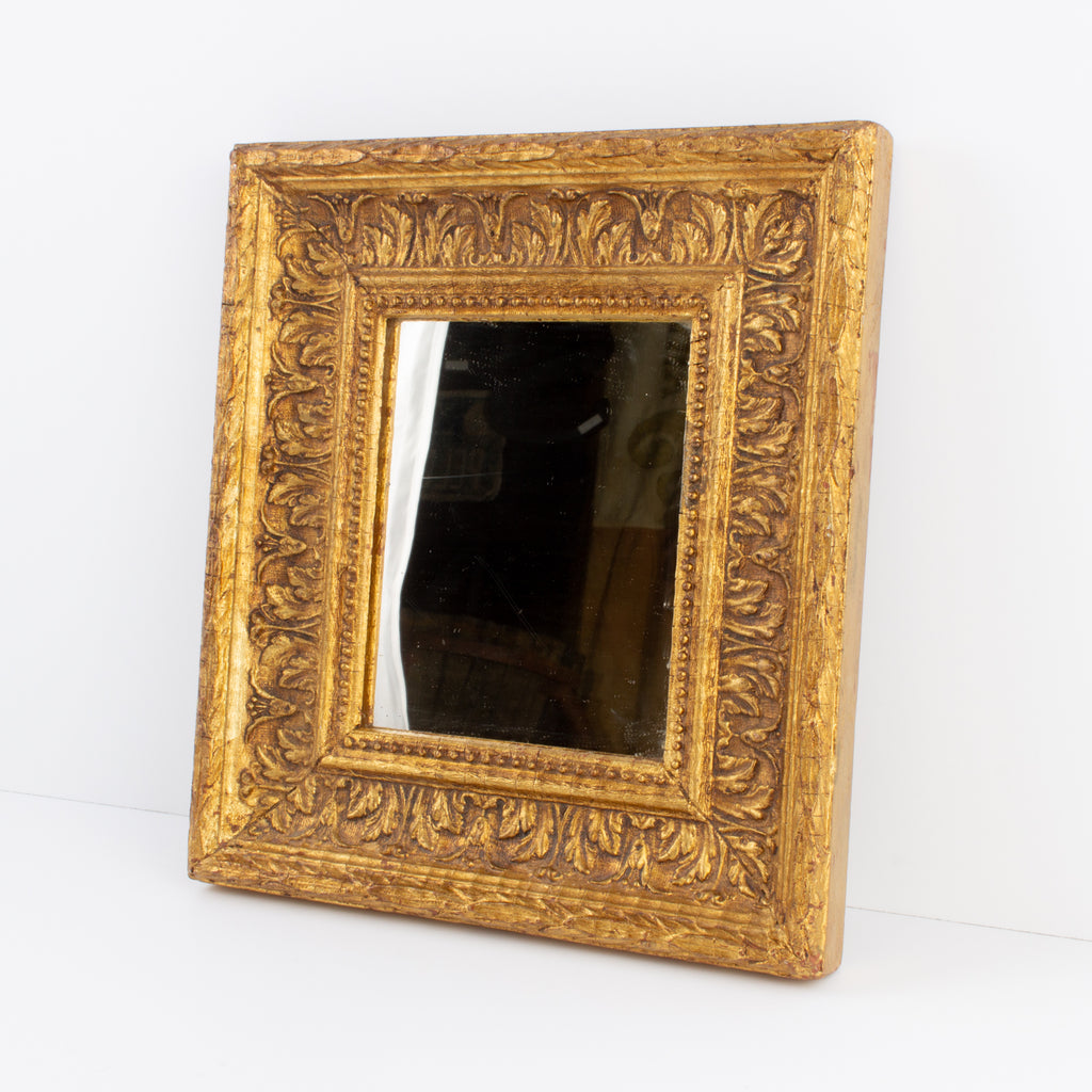 Small Vintage French Gilt Frame Mirror | 9.5 x 8.5