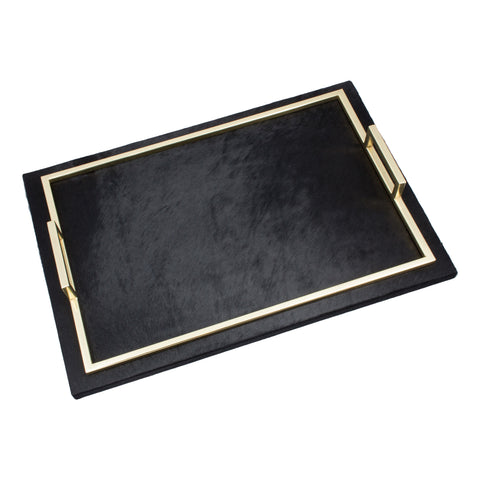 Black Calf Hair & Polished Brass "Spectrum" Tray