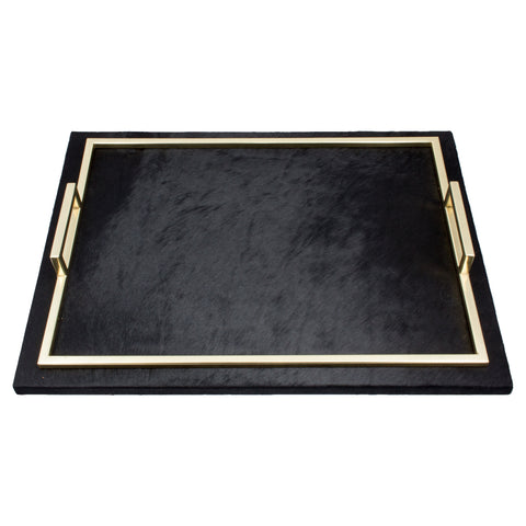 Black Calf Hair & Polished Brass "Spectrum" Tray