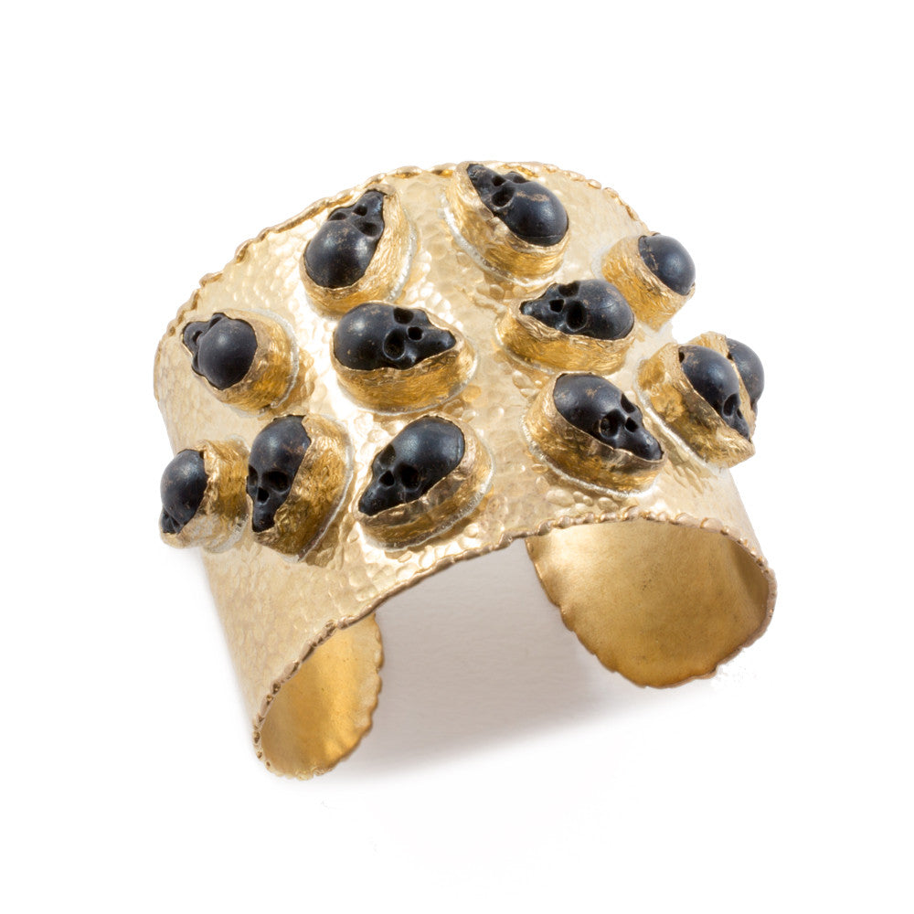 Brass Cuff with Metallic Skull Stones from Istanbul