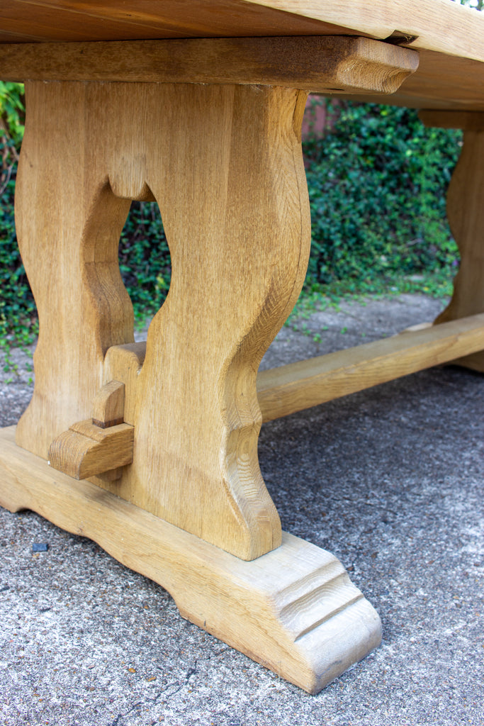 Antique Stripped French Oak Trestle Style Farm Table