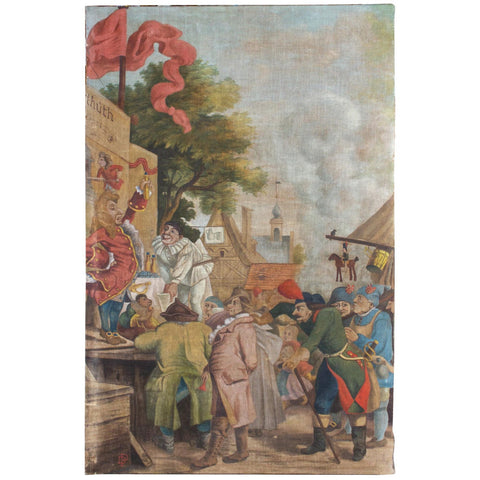 Antique French Tapestry Style Painting (Signed) ca. 1900