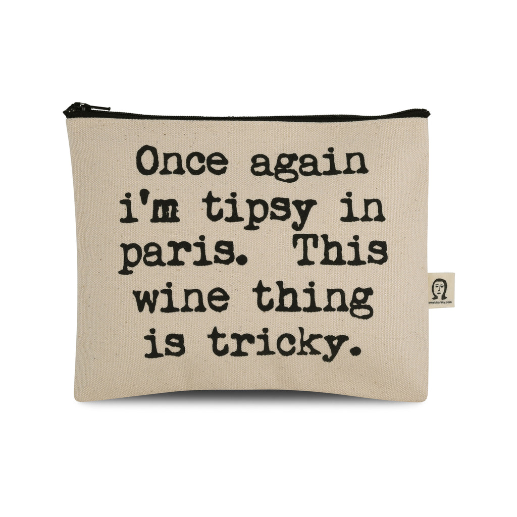 Tipsy in Paris Canvas Printed Pouch
